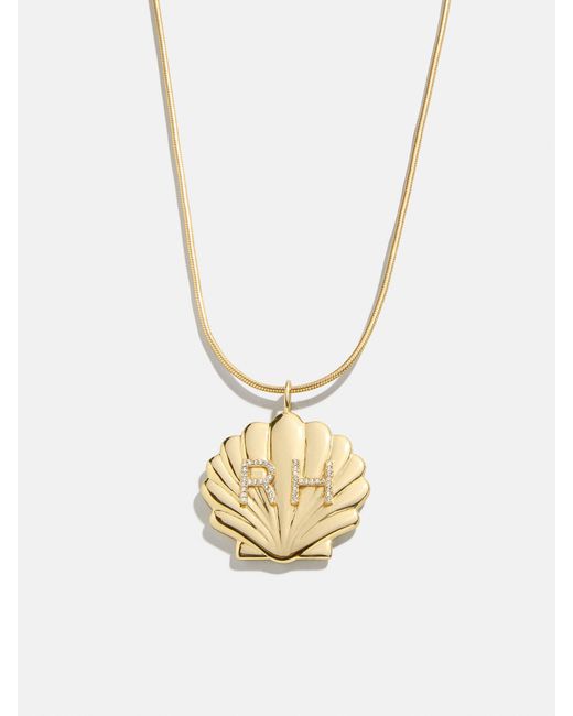 BaubleBar White Seashell Custom Initial Necklace