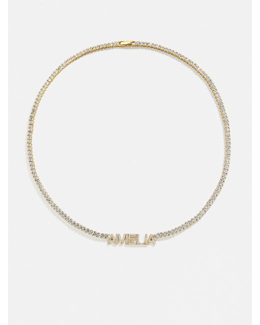 BaubleBar White Billie 18k Gold Tennis Custom Nameplate Necklace