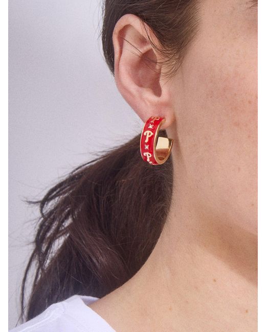 BaubleBar White Wear By Erin Andrews X Philadelphia Phillies Enamel Hoop Earrings