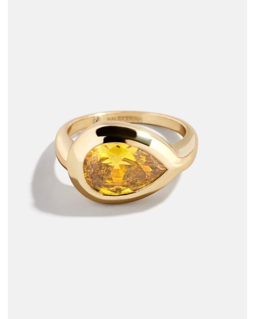 BaubleBar Metallic Gold Cubic Zirconia Custom Birthstone Ring