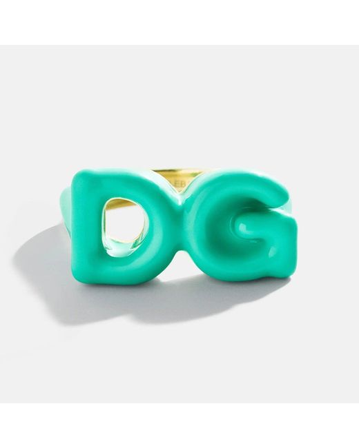 BaubleBar Green Block Enamel Custom Initial Ring
