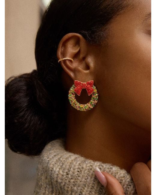 BaubleBar Red All Wreathed Up Holiday Earrings