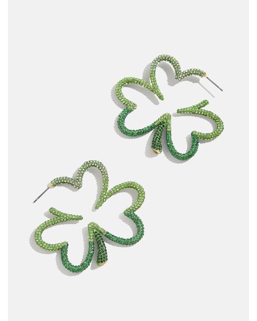 BaubleBar Green Shamrock Hoop Earrings