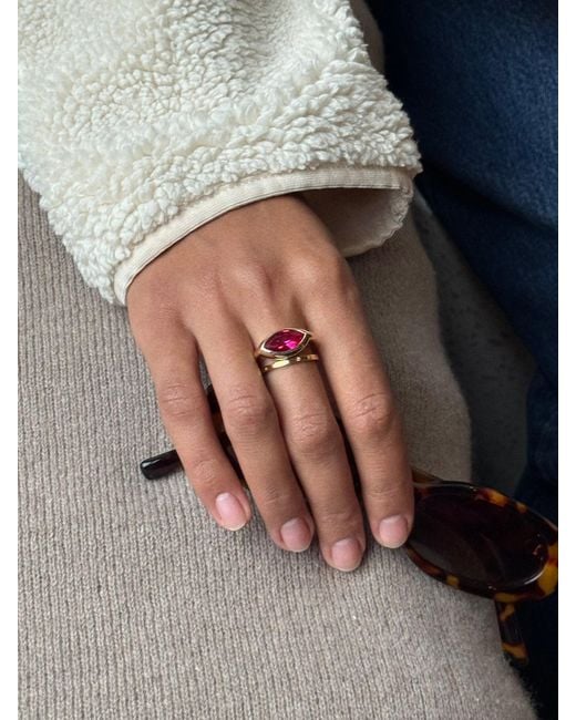 BaubleBar Metallic Gold Cubic Zirconia Custom Birthstone Ring