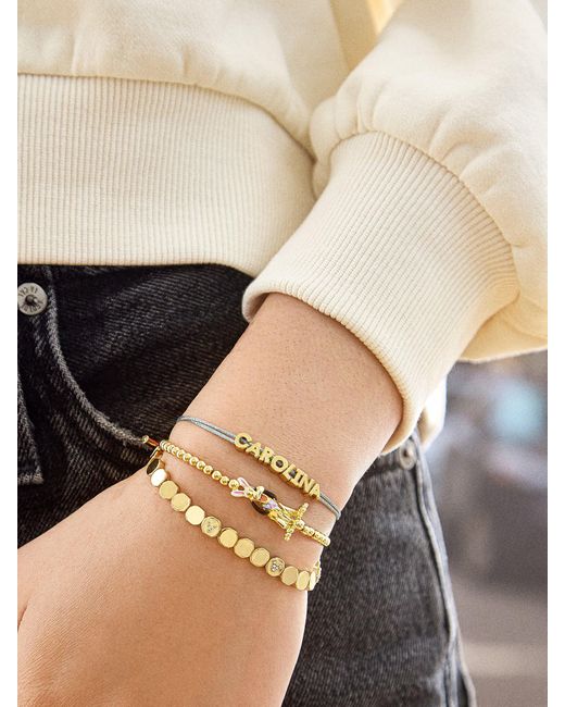 Initial Pisa Bracelet - Pavé Horizontal – Gold beaded stretch bracelet –  BaubleBar
