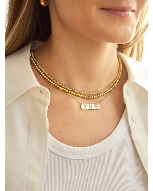 BaubleBar White 18k Gold Initial Bar Necklace