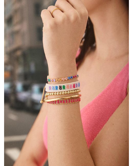 BaubleBar Pink Initial Woven Friendship Bracelet