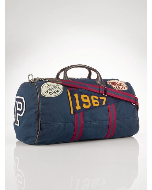 Polo Ralph Lauren Blue Canvas Stadium Duffel Bag for men