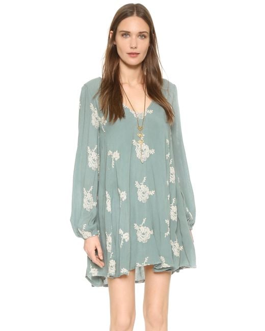 Free People Green Emma Embroidered Dress