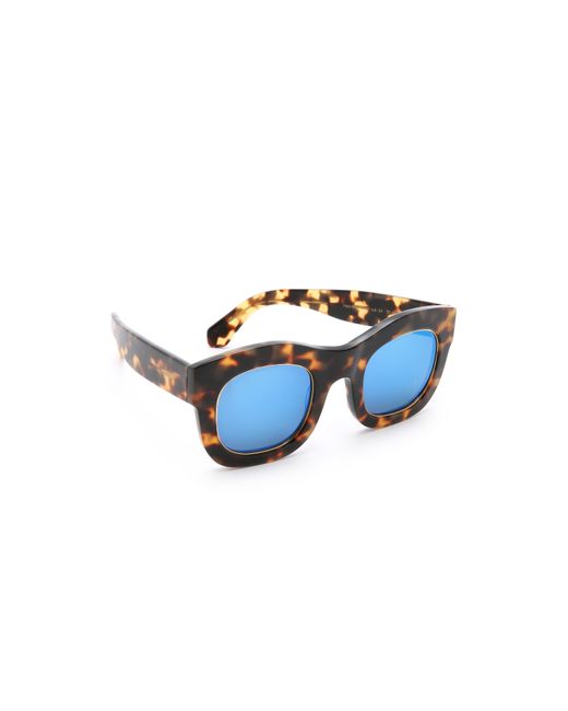 Illesteva Brown Hamilton Ring Mirrored Sunglasses - Tortoise/blue