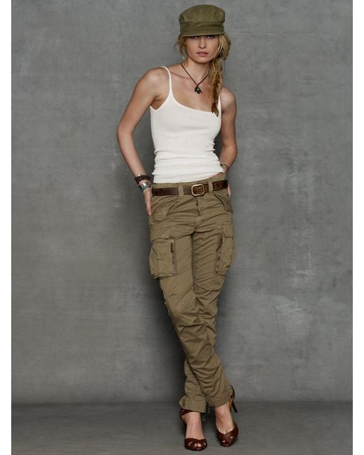 RRL Cotton Skinny Cargo Pant in Olive 