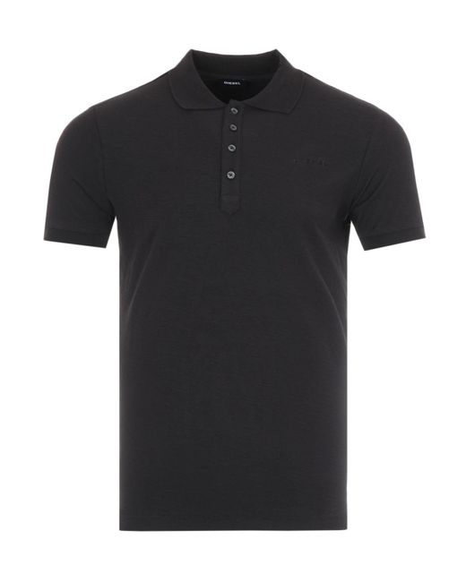DIESEL T-heal Broken Logo Slub Cotton Polo Shirt in Black for Men ...