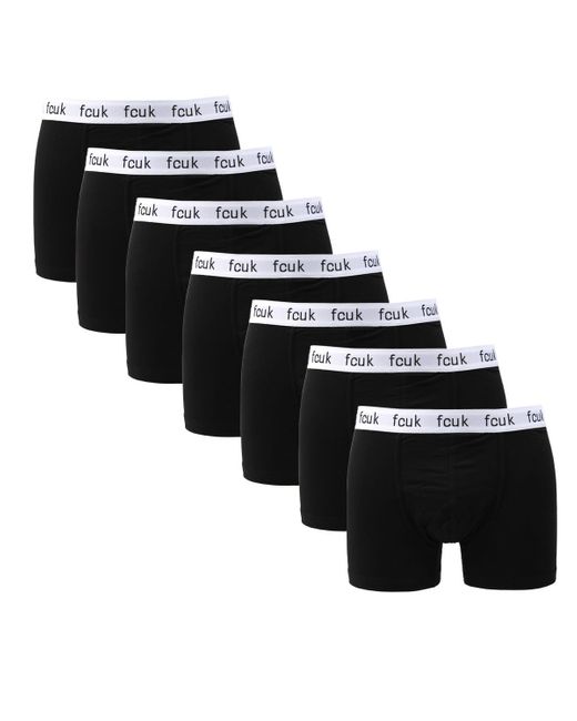 French Connection 7 Pack Fcuk Logo Boxer Trunks in Black for Men Lyst