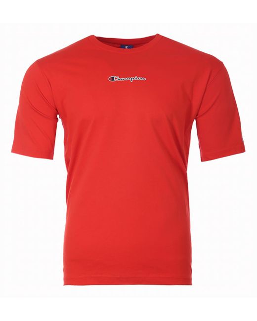 Champion Cotton Script Logo Oversized T-shirt in Red for Men | Lyst Canada