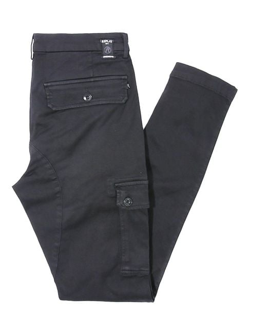 Replay Denim Jaan Hyperflex Slim Fit Cargo Jeans in Black for Men Lyst