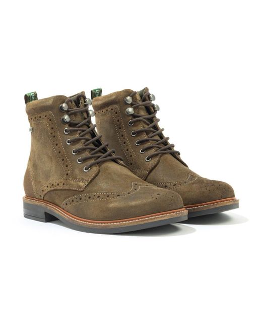Barbour Leather Seaton Brogue Boots in Green for Men | Lyst