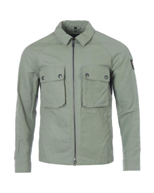 Belstaff Hedger Dry Waxed Cotton Overshirt in Green for Men | Lyst