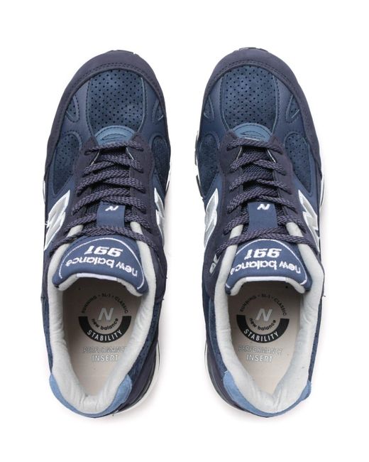 New Balance M991 Made In England Navy Leather Trainers in Blue for Men - Lyst