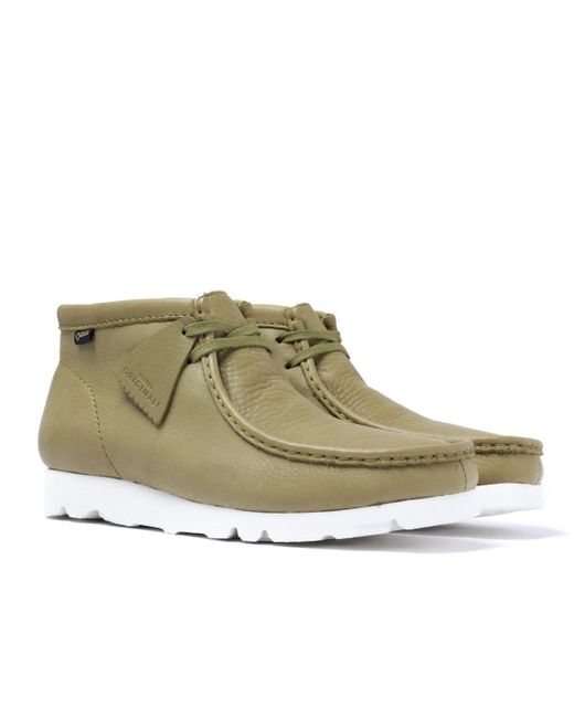 Clarks Gore-tex Wallabee Olive Green Leather Boots for Men | Lyst