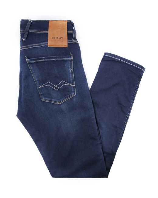 Replay Denim Anbass Hyperflex Re-used X-lite Slim Fit Jeans in Blue for