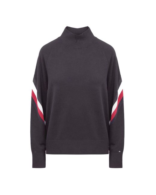 Tommy Hilfiger Cotton Womens Global Stripe Knitted Mock Neck Sweater in ...