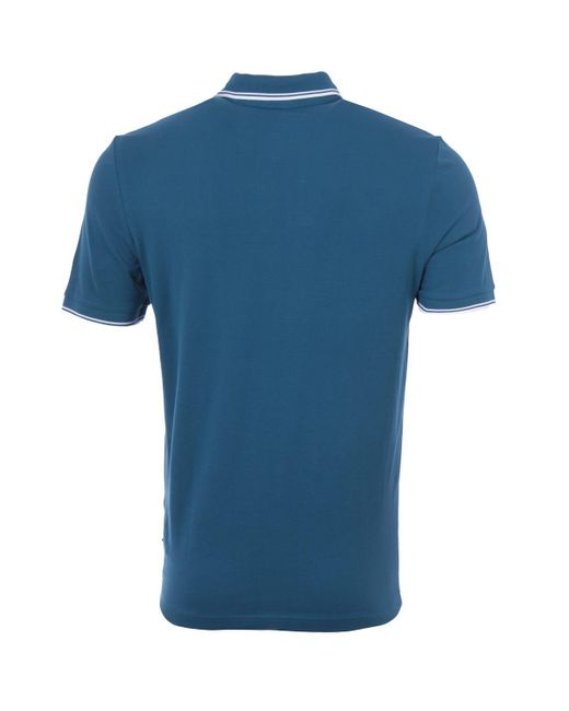 BOSS by HUGO BOSS Sustainable Centre Logo Tipped Short Sleeve Polo Shirt in  Blue for Men | Lyst