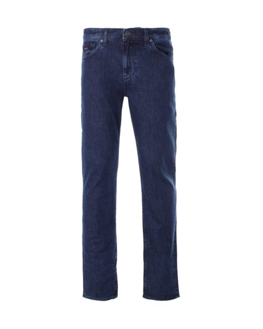 BOSS by HUGO BOSS Maine Distressed Stretch Denim Regular Fit Jeans in Blue for Men Mens Clothing Jeans Straight-leg jeans 