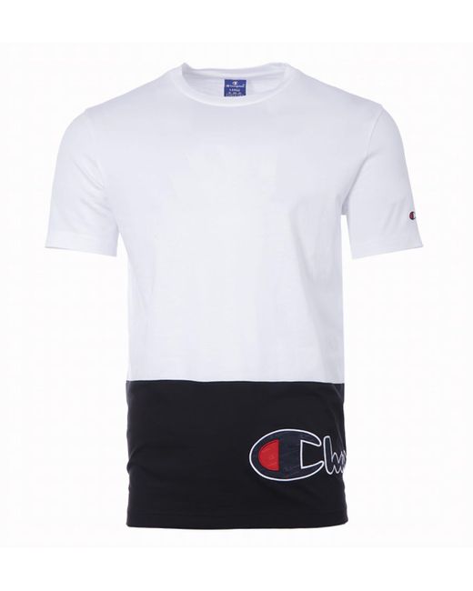 Champion Colour Block Wraparound Logo Tshirt in White for Men Lyst UK