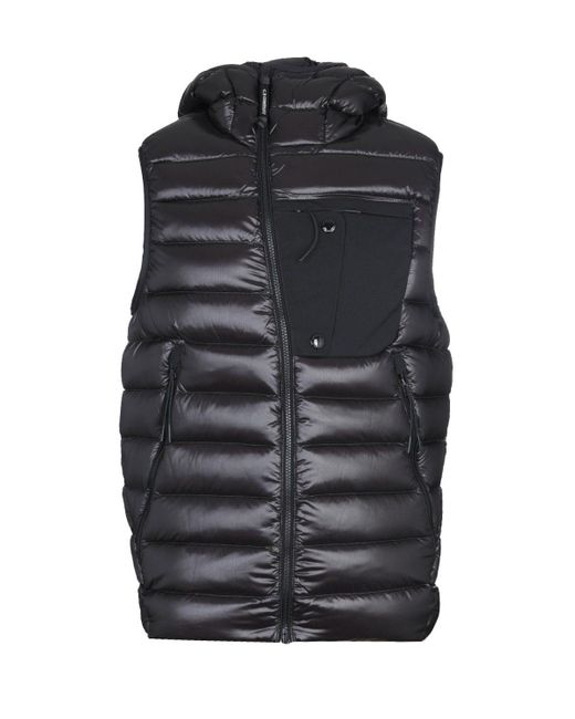 C.P. Company Down Padded Black Goggle Gilet for Men | Lyst