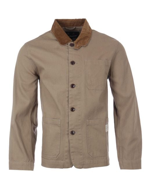 Barbour Corduroy Chore Casual Cord Collar Jacket in Stone (Brown) for
