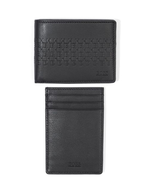 BOSS by HUGO BOSS Monogram Leather Wallet & Card Holder Gift Box Set in  Black for Men | Lyst