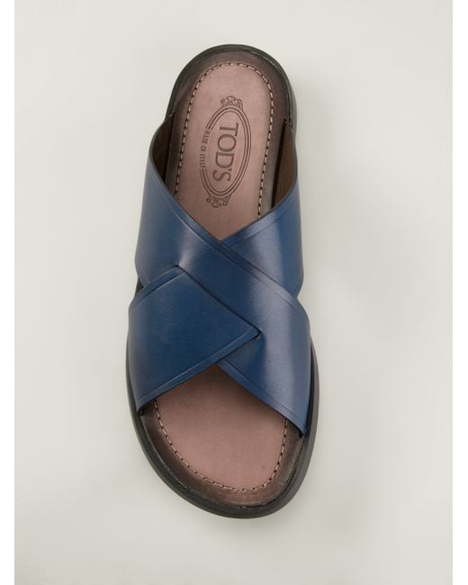 Tod's Blue Crossover Strap Sandal for men