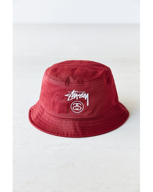 Stussy Red Stock Lock Bucket Hat for men