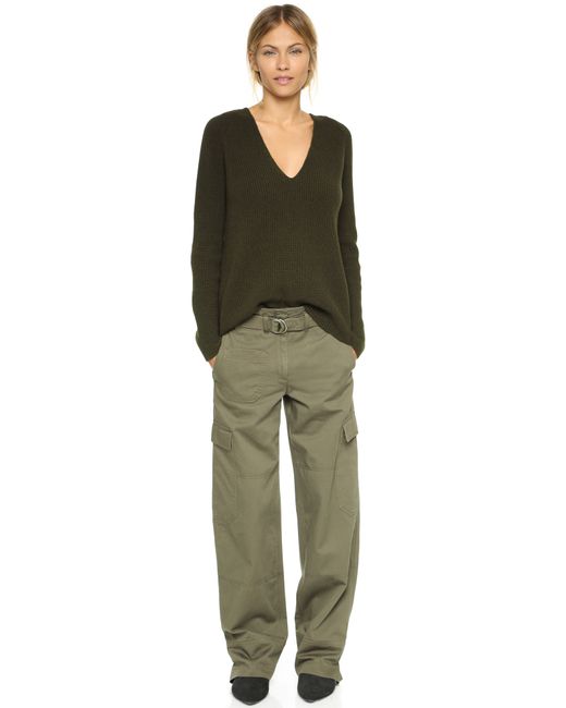 Helmut Lang Synthetic Gabardine Cargo Pants in Green Slacks and Chinos Cargo trousers Womens Clothing Trousers 