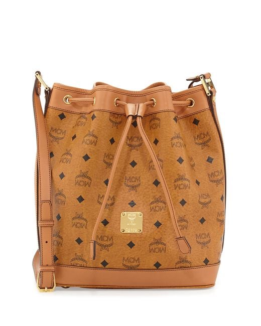 Mcm Heritage Visetos Drawstring Bag in Brown (COGNAC) | Lyst