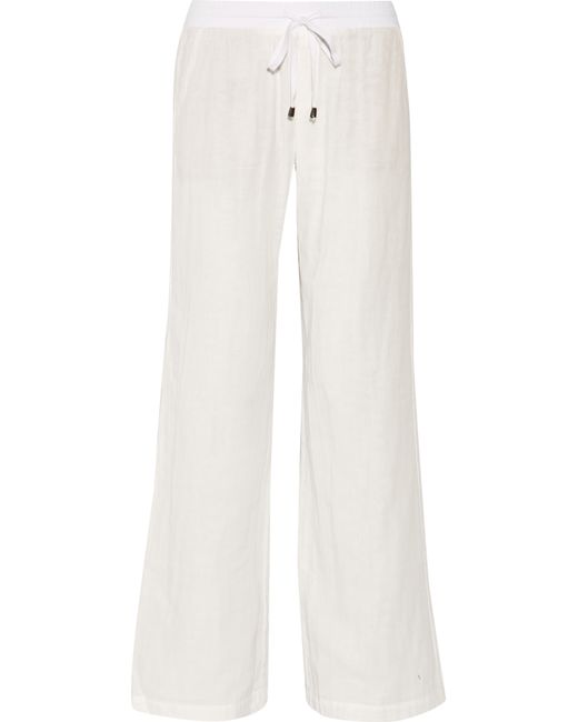 Splendid White Cotton-gauze Wide-leg Pants