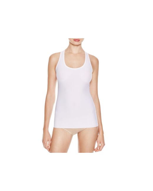 Spanx Perforated Racerback Shapewear Tank 10016r In White Lyst 
