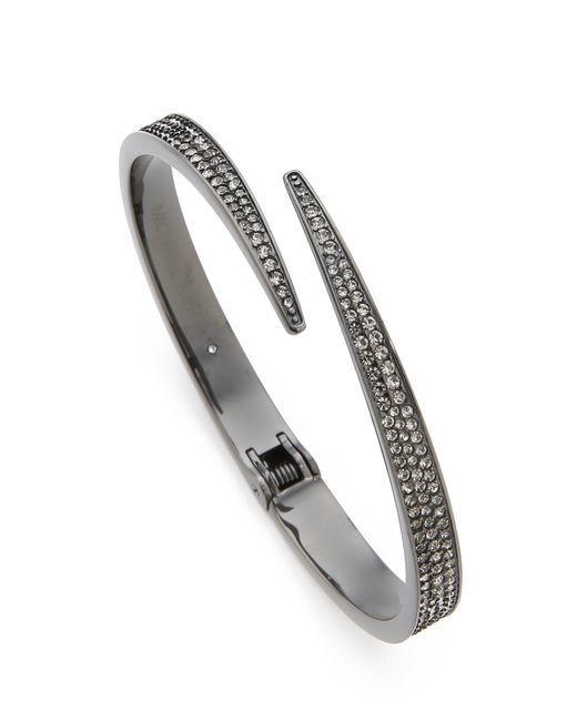 Michael Kors Metallic Pave Matchstick Hinge Bangle Bracelet - Gunmetal/black