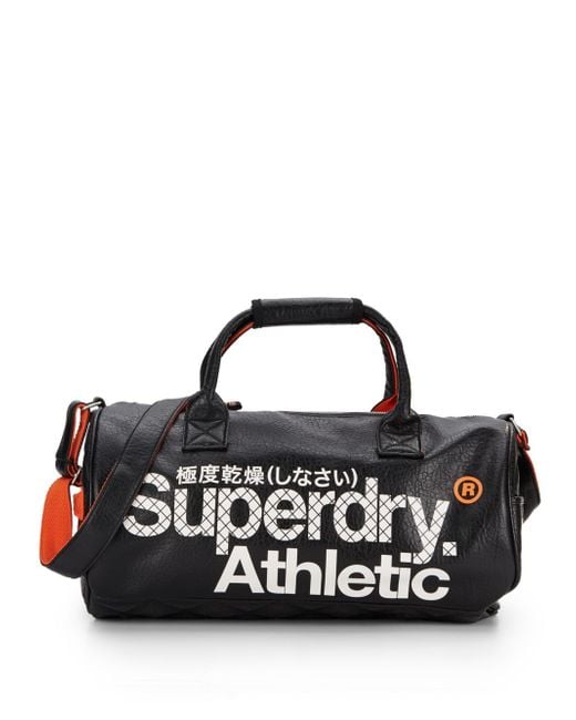 Superdry Black Athletic Logo Duffel Bag for men