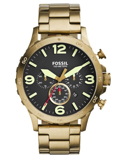 Fossil Men'S Chronograph Nate Gold-Tone 