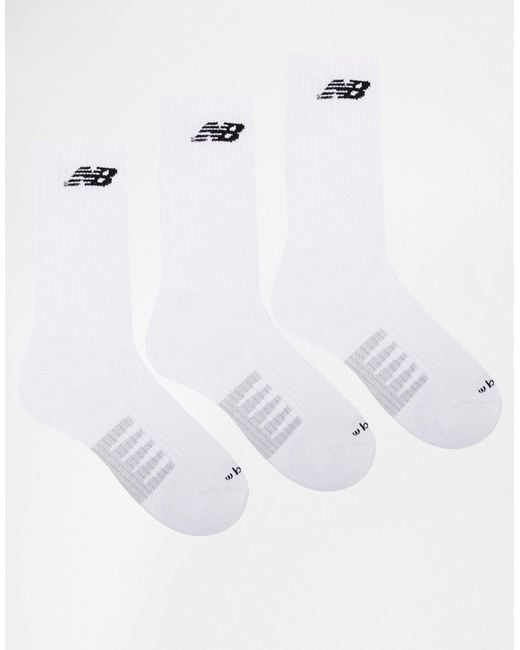 New Balance White 3 Pack Crew Socks for men