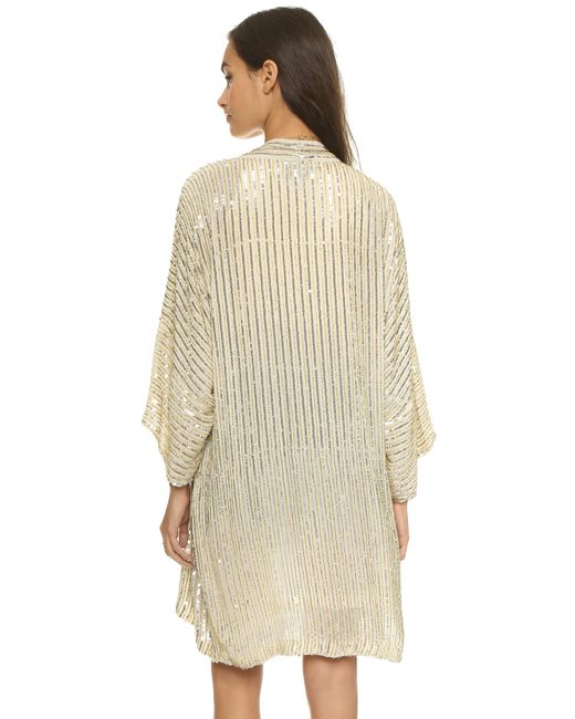 Ganni Summer Sequins Kimono Gold Silver in Metallic Lyst Canada