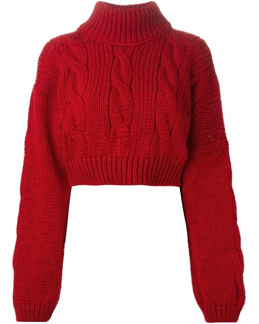 Vivienne Westwood Anglomania Red Cropped Cable Knit Sweater