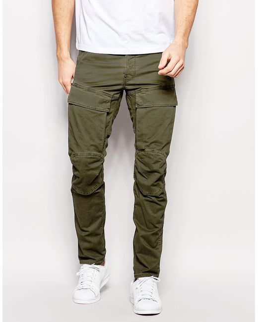G-Star RAW Green Cargo Pants Air Defence 5620 Elwood 3d Slim Fit Stretch Twill In Asfalt for men