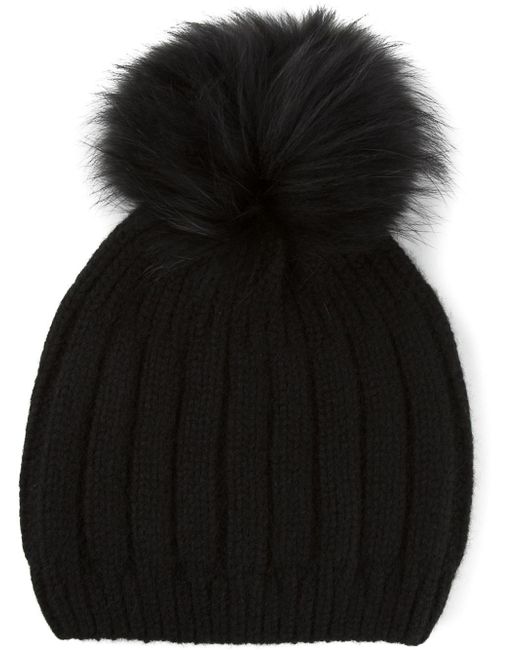 JOSEPH Pom-pom Knit Beanie in Black | Lyst
