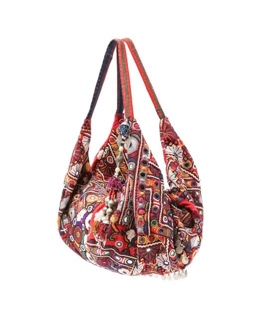 Simone Camille Multicolor Vintage Fabric Moon Bag - Multi