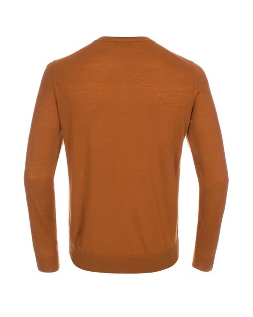 Paul smith Men's Burnt Orange Merino Wool V-neck Sweater in Orange for ...