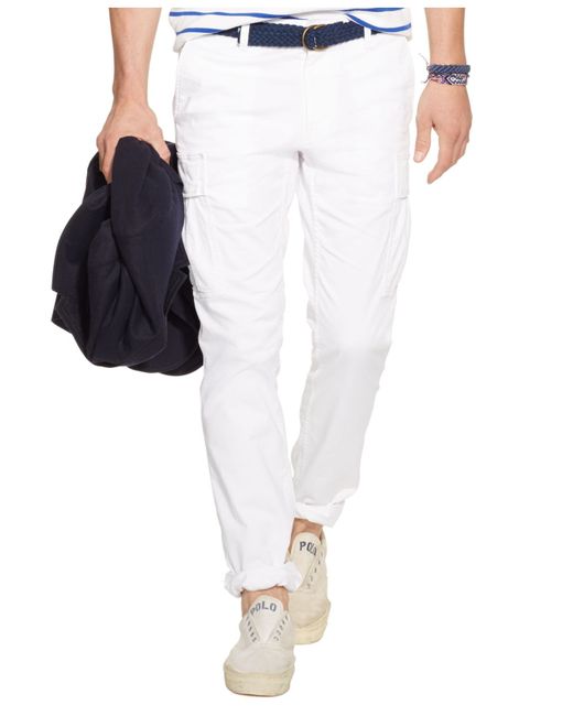 Polo Ralph Lauren White Slim-Fit Military Cargo Pants for men
