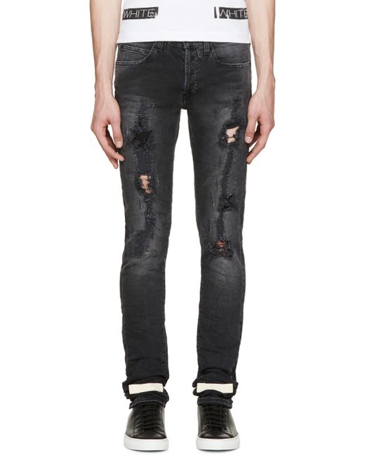 Off-White c/o Virgil Abloh Black Distressed Jeans for men