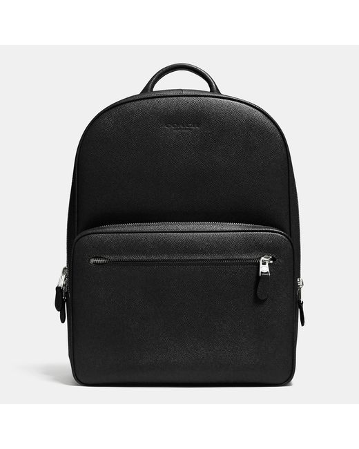 COACH Black Hudson Backpack In Crossgrain Leather for men